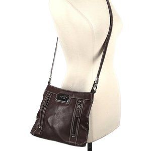 Liz Claiborne Shoulder bag Crossbody Zipper Purse Brown Pebbled Veg Leather Med